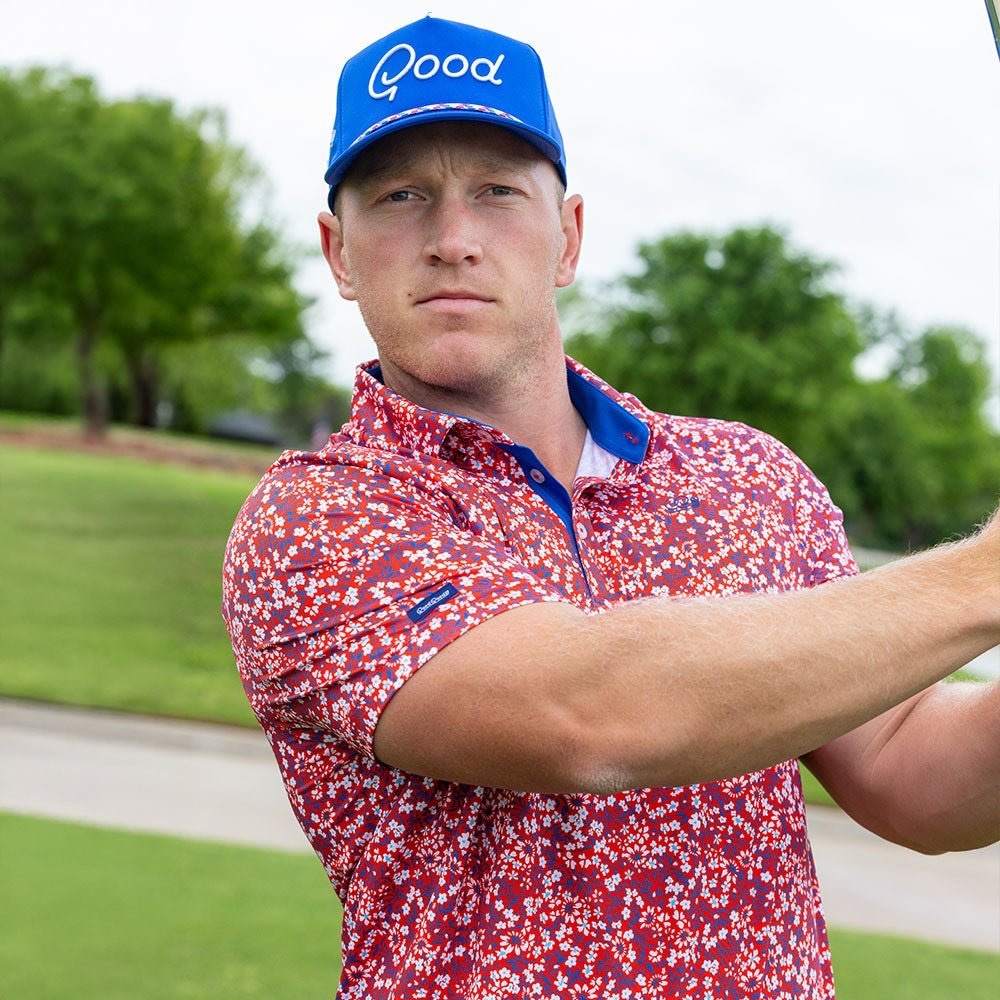 GOOD GOOD POLOS
 BEACHSIDE red /white/blue  FLORAL POLO